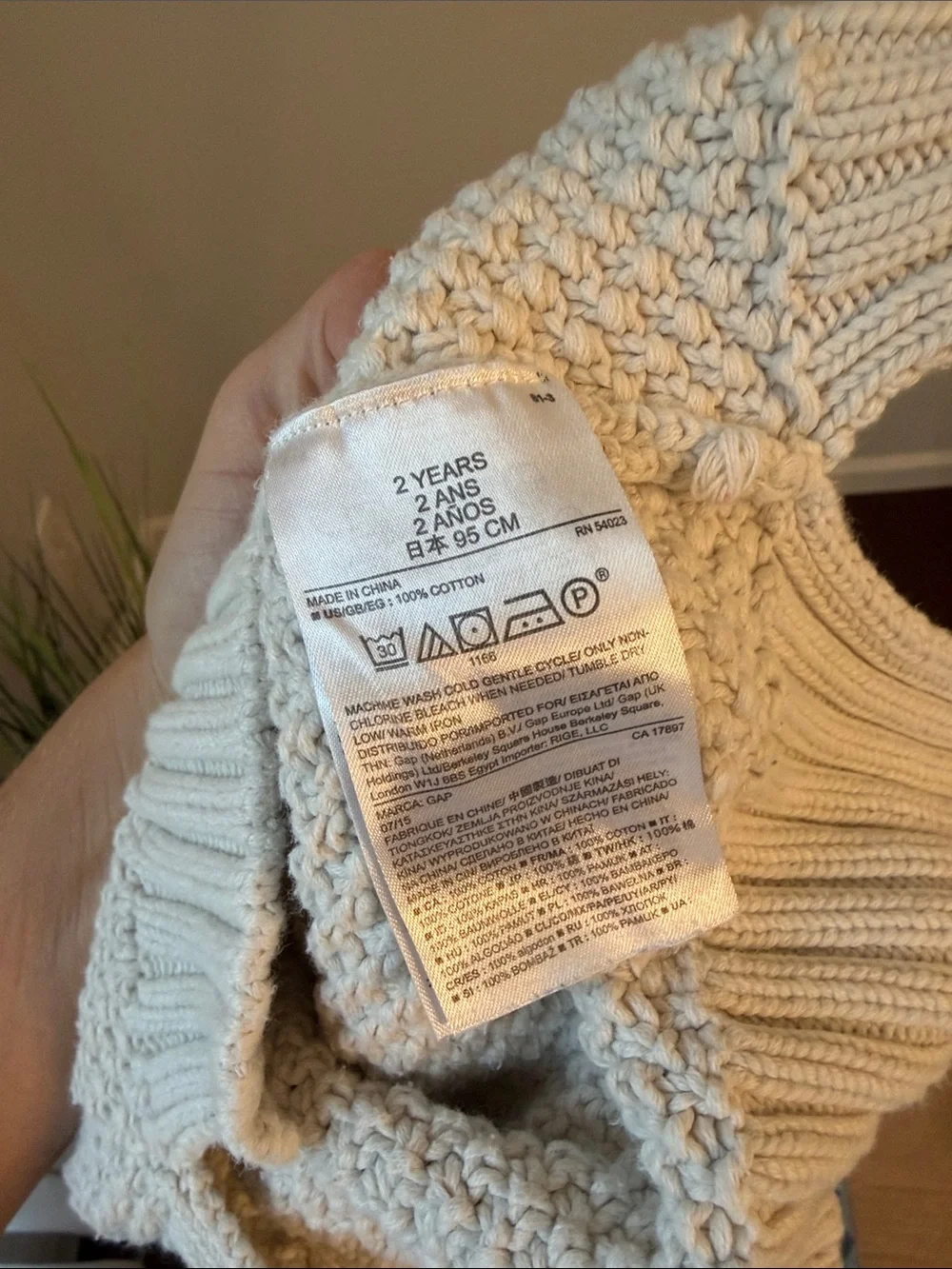 GAP BabyGap Cream Toddler Cable Knit Sweater Dress Size 2T